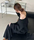 High Quality Knitted Off Shoulder Pullover With Long Skirts